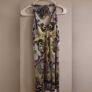 Beautiful Purple & Green Paisley Type Vintage Looking Sun Dress (Size Small)